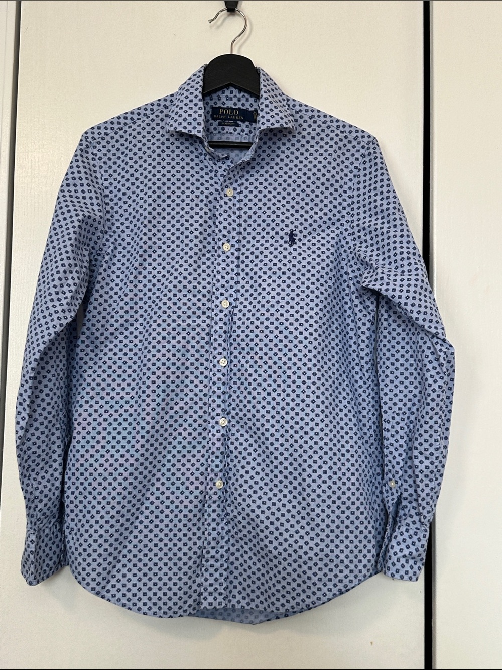Polo Ralph Lauren Classic Fit Men’s Blue Geometric Print Long Sleeve Button up